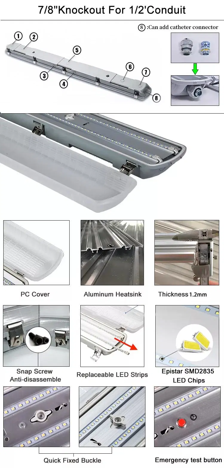 3000-6500K Surface Mount Suspension Available Indoors/Outdoors LED Tri-Proof Lamp