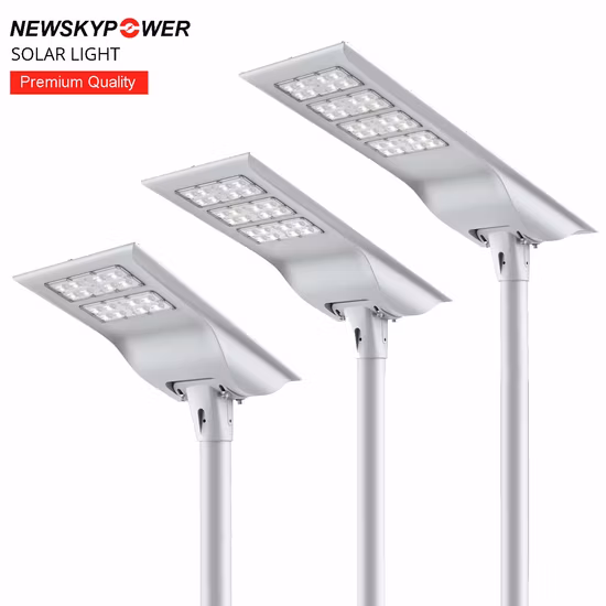 Nuevo moderno alto Lumen al aire libre impermeable de aluminio integrado 30W 40W 60W 80W 100W LED todo en uno farola solar